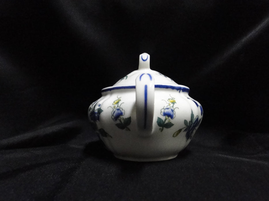 Villeroy & Boch Phoenix Blau, Birds & Florals: Mini Sugar Bowl & Lid, 3" Tall