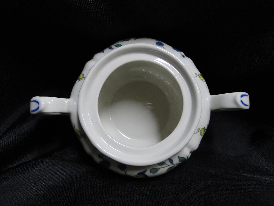 Villeroy & Boch Phoenix Blau, Birds & Florals: Mini Sugar Bowl & Lid, 3" Tall
