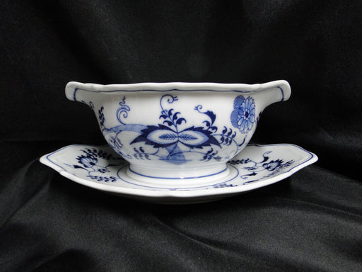 Blue Danube, Blue Onion: Round Gravy Boat w/Attached Underplate, 8 1/2"