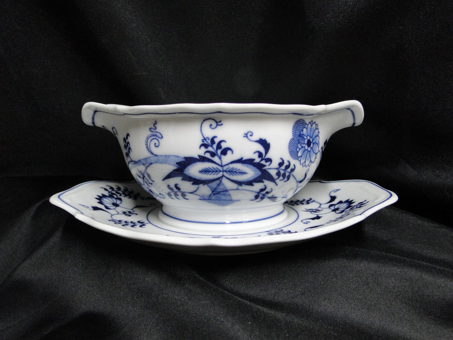 Blue Danube, Blue Onion: Round Gravy Boat w/Attached Underplate, 8 1/2"