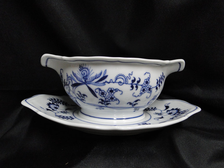 Blue Danube, Blue Onion: Round Gravy Boat w/Attached Underplate, 8 1/2"