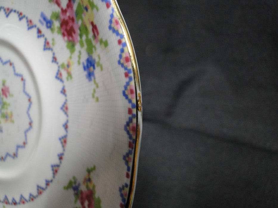 Royal Albert Petit Point, Floral Embroidery: Cream Soup Bowl & Saucer Set