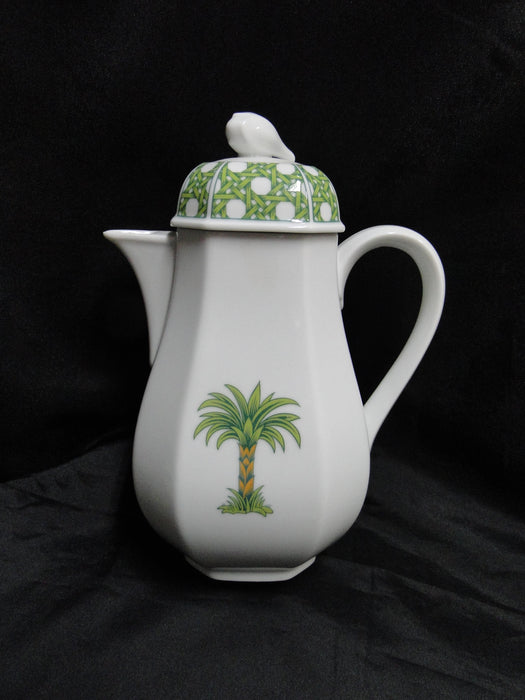 Villeroy & Boch Caribic, Green Palm Tree: Coffee Pot & Lid, 9" Tall