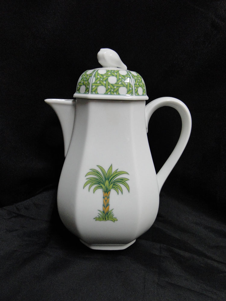 Villeroy & Boch Caribic, Green Palm Tree: Coffee Pot & Lid, 9" Tall
