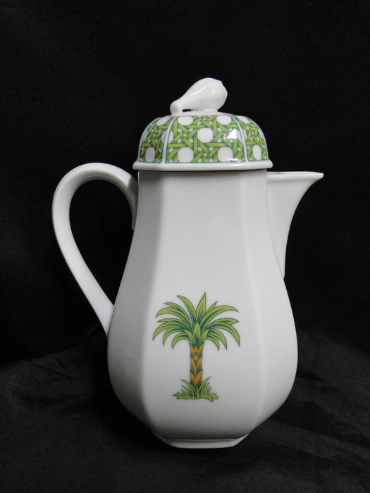Villeroy & Boch Caribic, Green Palm Tree: Coffee Pot & Lid, 9" Tall