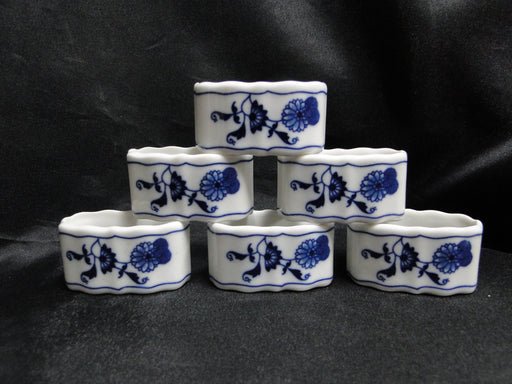Blue Danube, Blue Onion: Set of Six Napkin Rings, 2 1/4" x 1 1/8" x 1 1/8" Tall