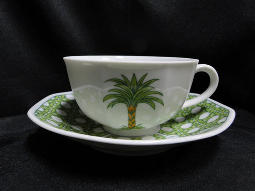 Villeroy & Boch Caribic, Green Palm Tree: Cup & Saucer Set (s), 2 1/8"