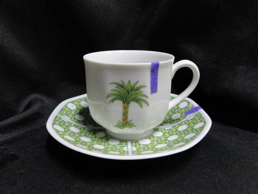 Villeroy & Boch Caribic, Green Palm Tree: Demitasse Cup & Saucer Set, As Is