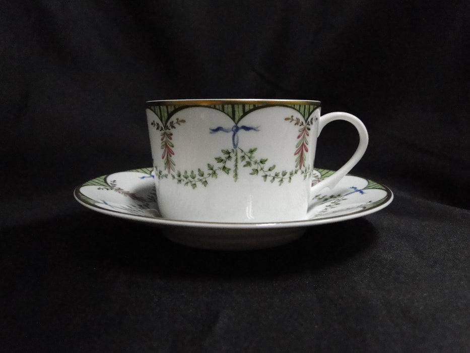 Raynaud Ceralene Festivites, Green Garland: Cup & Saucer Set (s), 2 1/4"