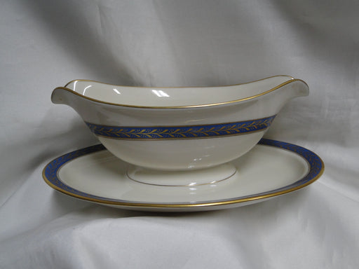 Pickard Josephine Blue, Laurel, Blue Band: Gravy Boat w/ Attached Underplate