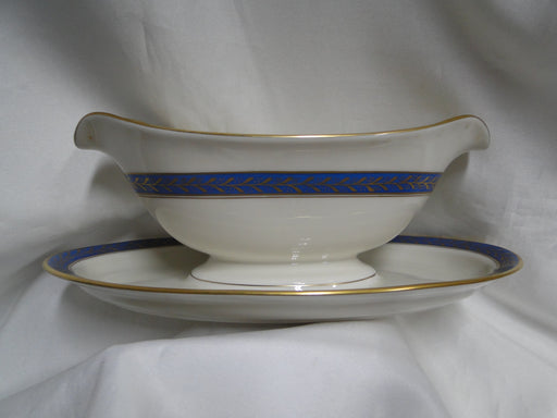 Pickard Josephine Blue, Laurel, Blue Band: Gravy Boat w/ Attached Underplate