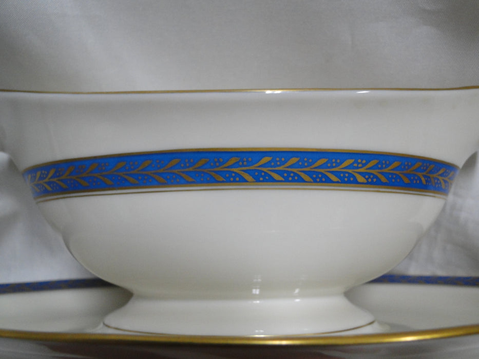 Pickard Josephine Blue, Laurel, Blue Band: Gravy Boat w/ Attached Underplate