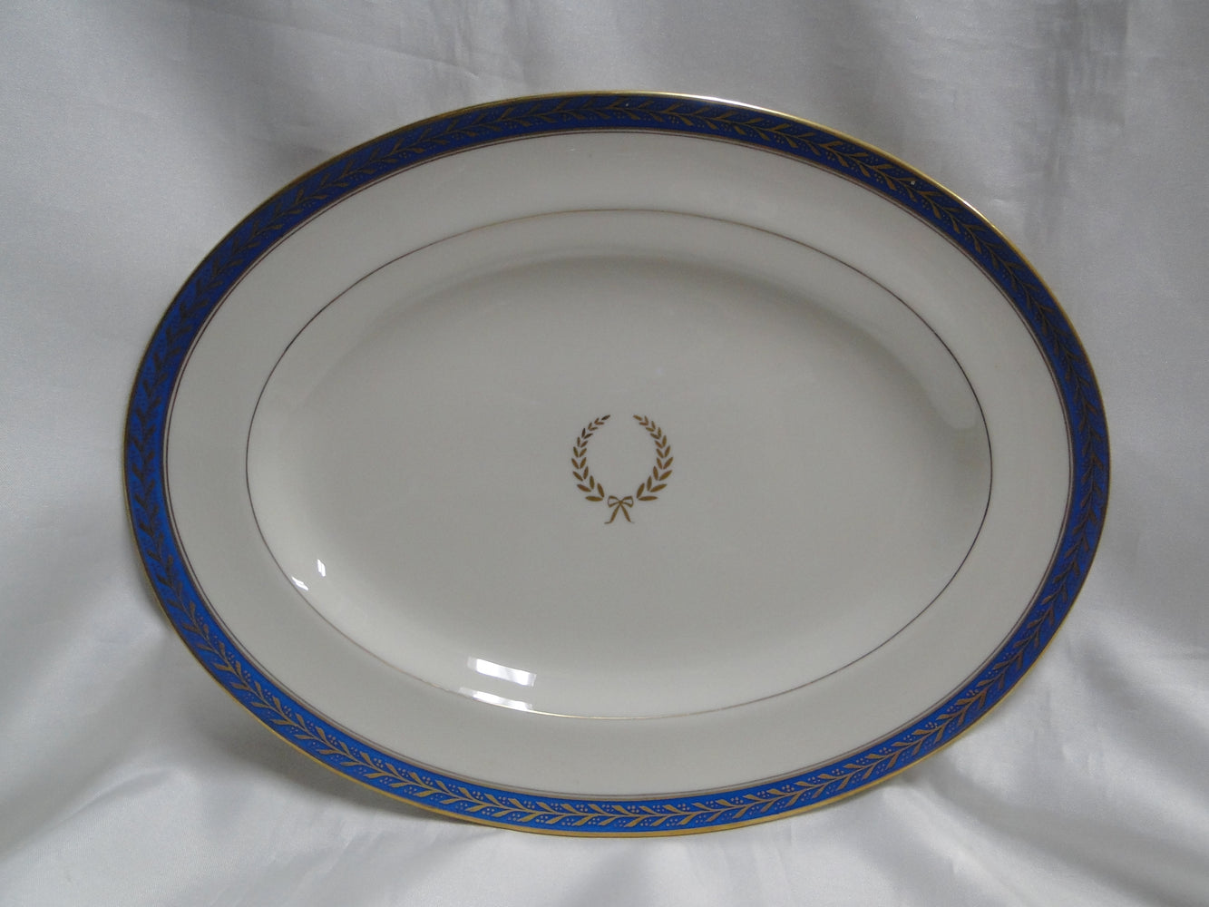 Pickard Josephine Blue, Laurel, Blue Band: Oval Serving Platter, 12.25" x 9.25"