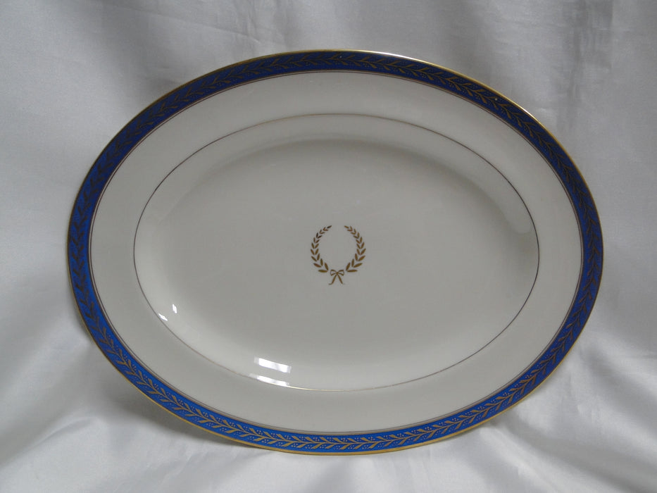 Pickard Josephine Blue, Laurel, Blue Band: Oval Serving Platter, 12.25" x 9.25"