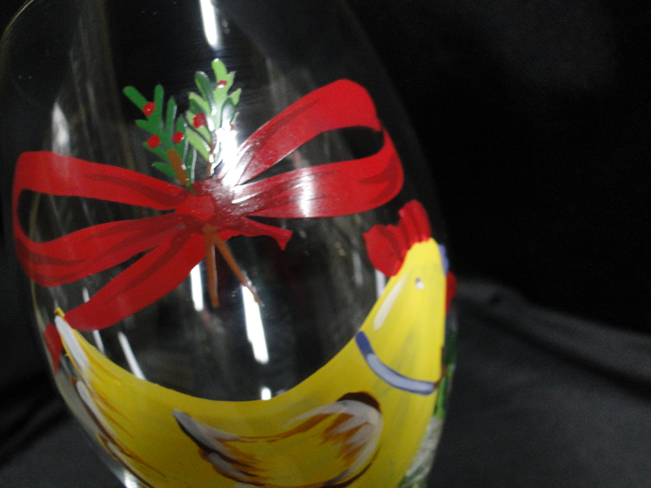 Block 12 Days of Christmas: "3 French Hens" Water or Wine Goblet, 9 1/8"
