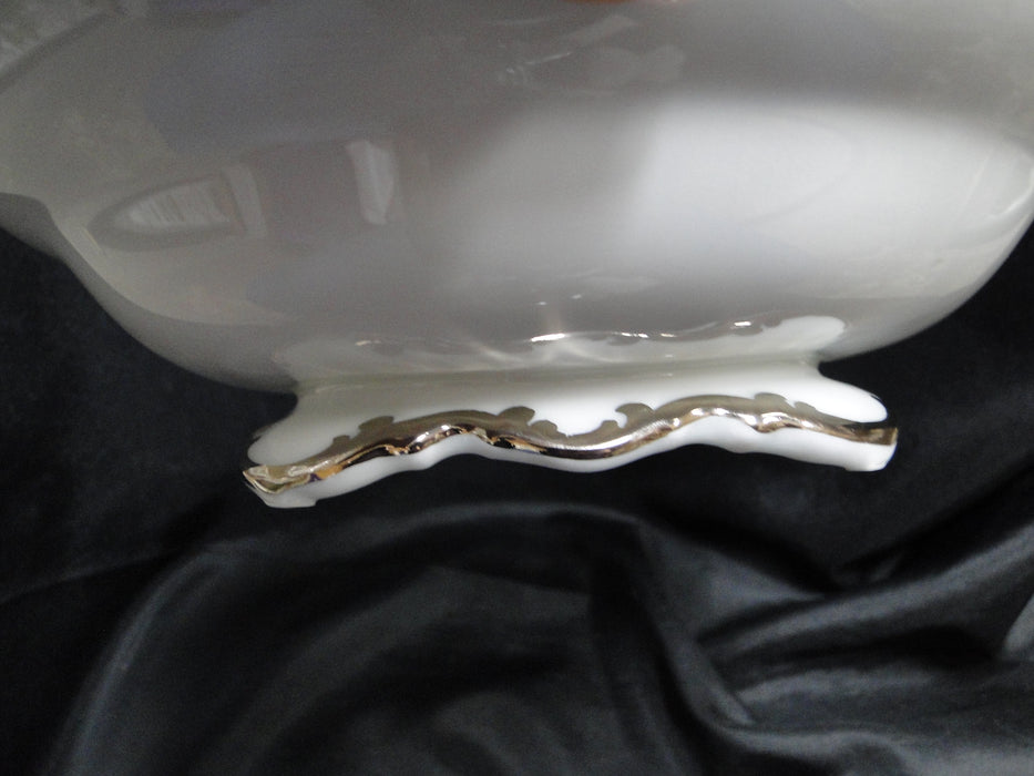 Hutschenreuther Revere, White w/ Platinum: Round Footed Serving Bowl, 10 1/2"