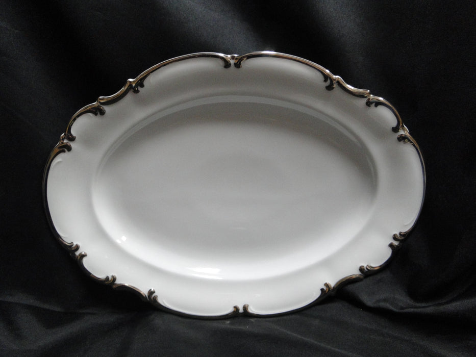 Hutschenreuther Revere, White w/ Platinum: Oval Serving Platter, 12 7/8" x 9"