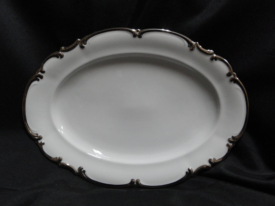 Hutschenreuther Revere, White w/ Platinum: Oval Serving Platter, 11" x 7 3/4"