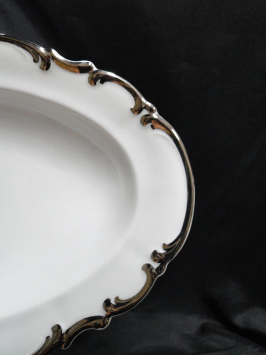 Hutschenreuther Revere, White w/ Platinum: Relish, 10 1/8" x 6 1/4"