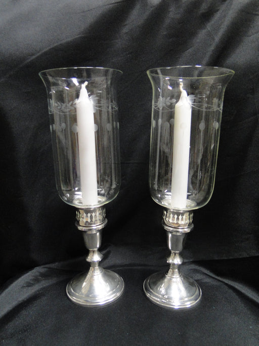 Towle Craftsman, Sterling: Pair Hurricane Lamps & Globes / Candlesticks, 12 1/2"