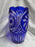 Cobalt Cut to Clear, Pears, Stars, Fans, Czech: Vase, 11 3/4" Tall --  CR#111F