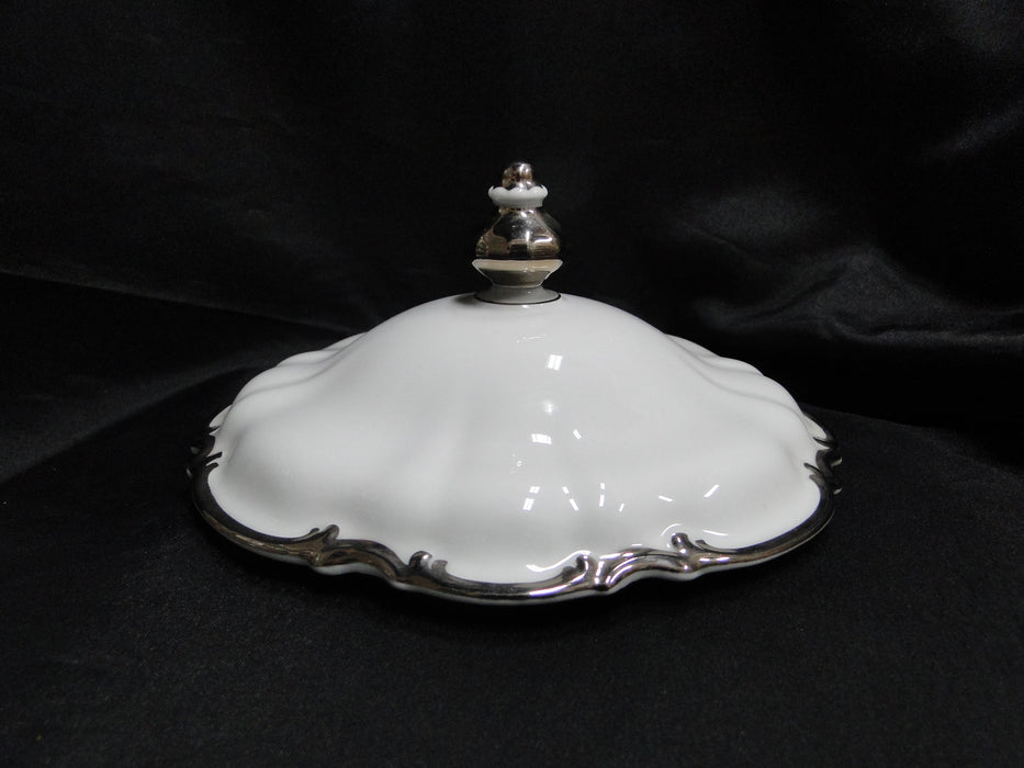 Hutschenreuther Revere, White w/ Platinum: Round Serving Bowl & Lid, 11 1/2"
