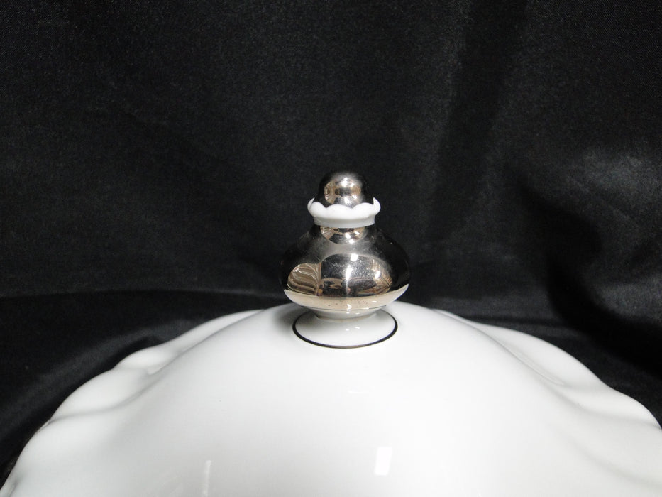 Hutschenreuther Revere, White w/ Platinum: Round Serving Bowl & Lid, 11 1/2"