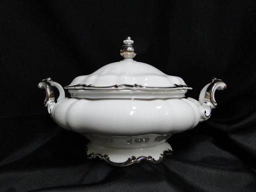 Hutschenreuther Revere, White w/ Platinum: Round Serving Bowl & Lid, 11 1/2"