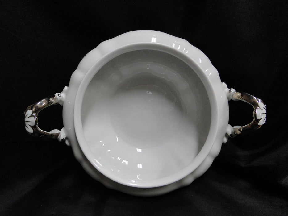 Hutschenreuther Revere, White w/ Platinum: Round Serving Bowl & Lid, 11 1/2"
