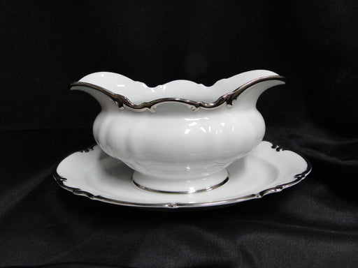 Hutschenreuther Revere, White w/ Platinum: Gravy Boat w/ Underplate