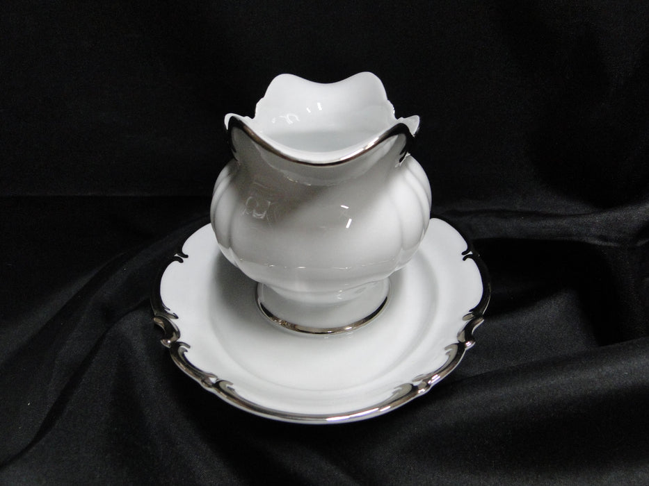 Hutschenreuther Revere, White w/ Platinum: Gravy Boat w/ Underplate