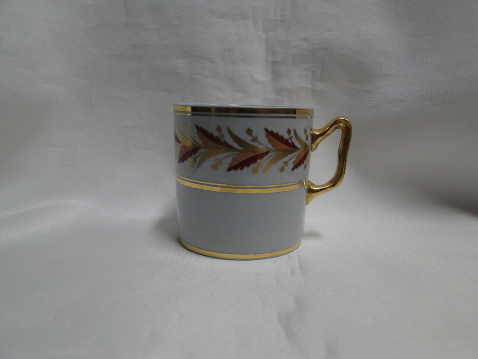 Spode Y4942, Red, Pink, & Gold Leaves on Gray: Demitasse Cup & Saucer Set 2 1/4"