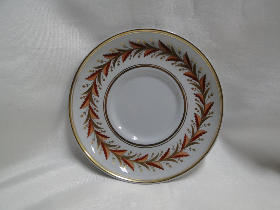 Spode Y4942, Red, Pink, & Gold Leaves on Gray: Demitasse Cup & Saucer Set 2 1/4"