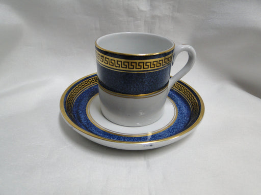 Minton Gold Greek Key on Blue Band: Demitasse Cup & Saucer Set, 2 1/8"