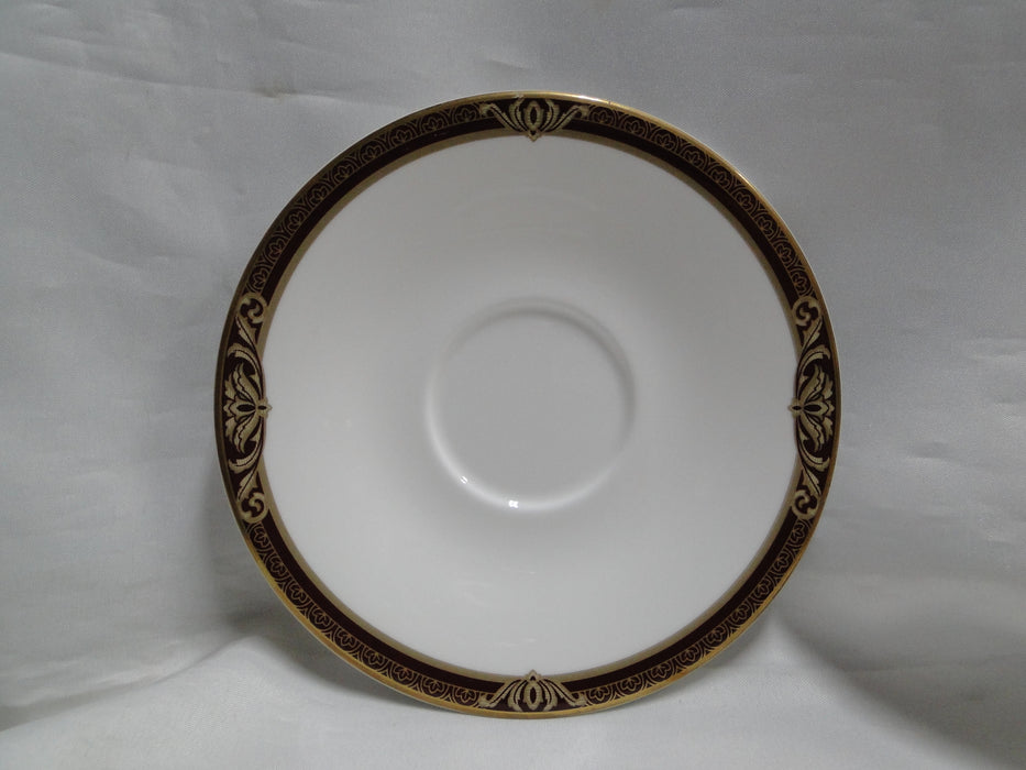 Royal Doulton Tennyson, Maroon Band, Gold Scrolls: Cup & Saucer Set (s), 3 1/8"