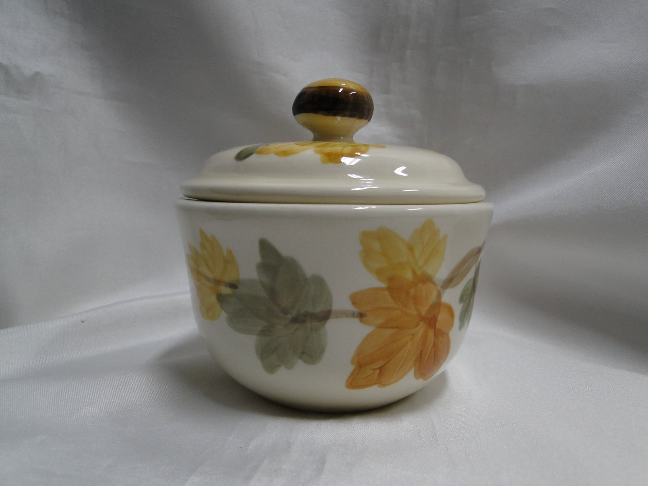 Franciscan October, USA, Fall Leaves: Sugar Bowl & Lid, 4 1/4" Tall