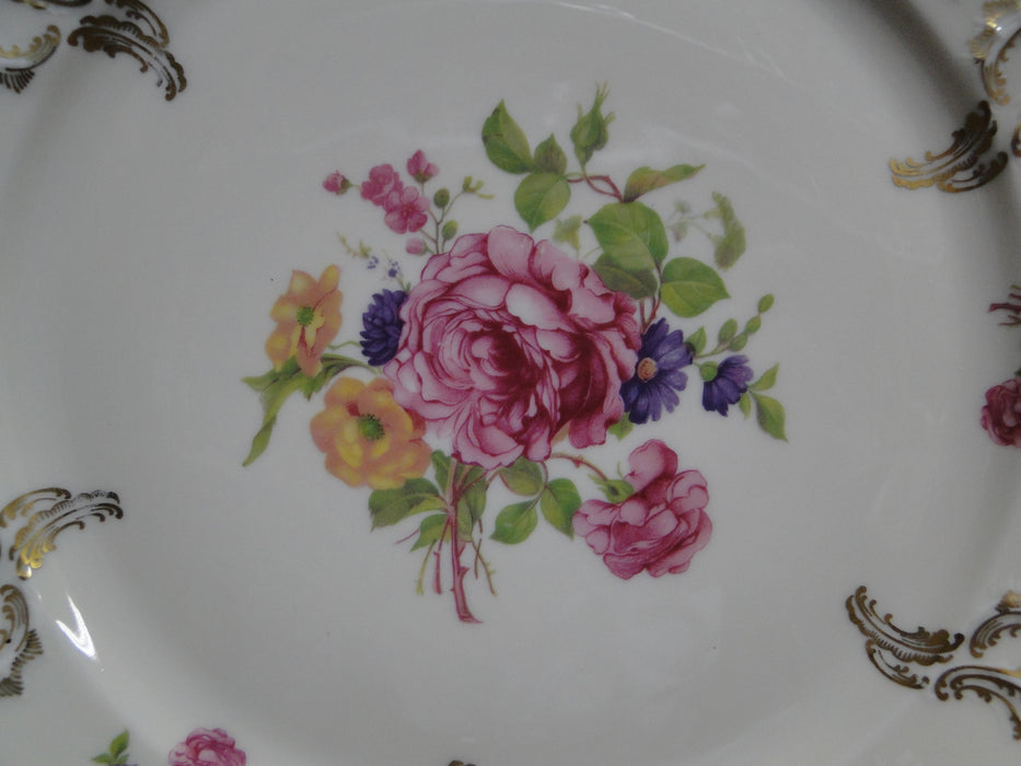 Rosenthal R53, Diplomat Pink Rose Florals, Sanssouci: Dinner Plate, 10 1/8"