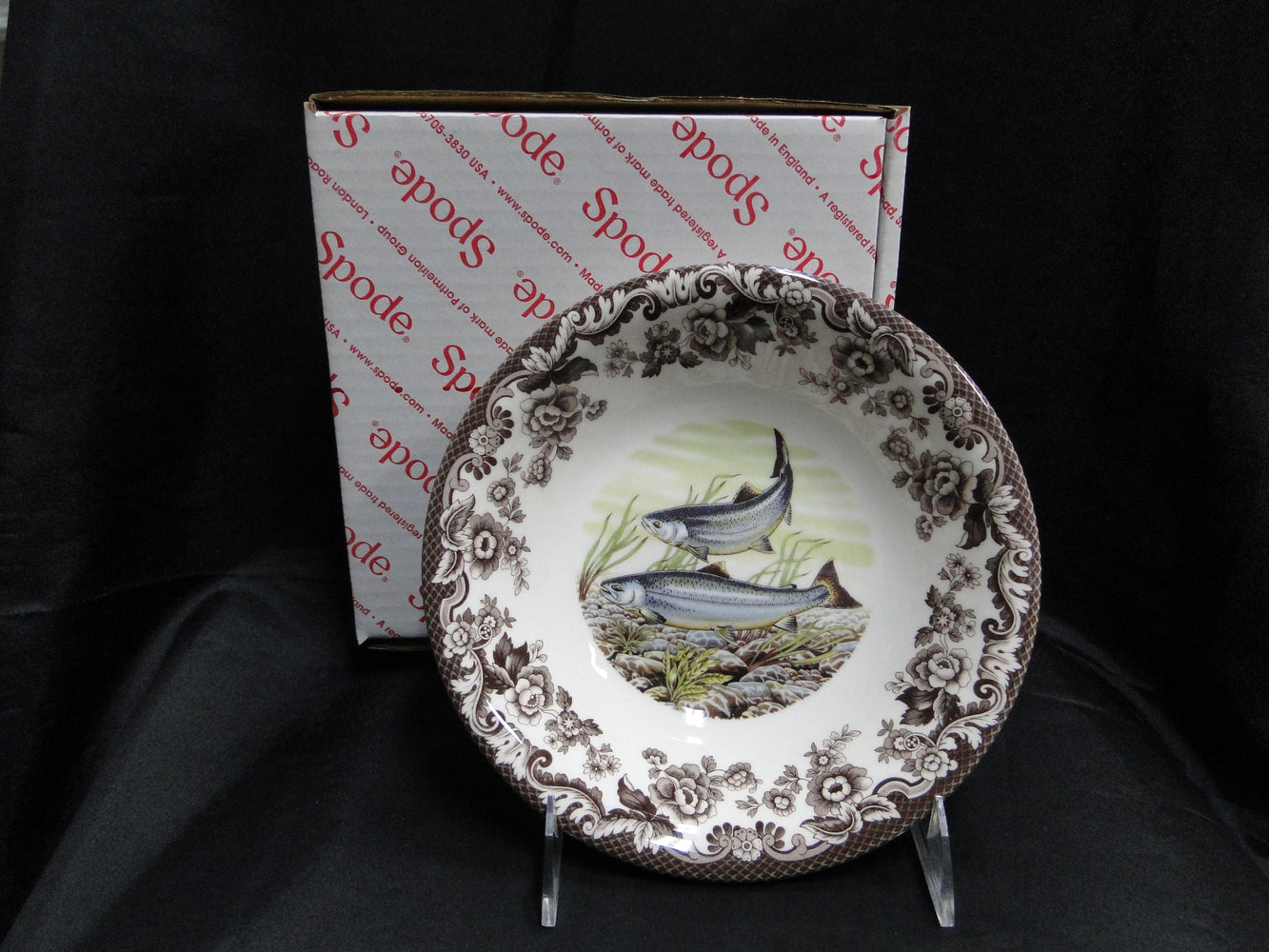 Spode Woodland King Salmon Fish: NEW Ascot Salad / Soup Bowl (s), Box