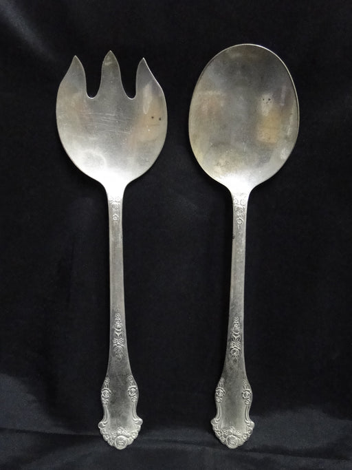 National Silver Holiday Silverplate Flatware: Salad Serving Spoon & Fork, As Is