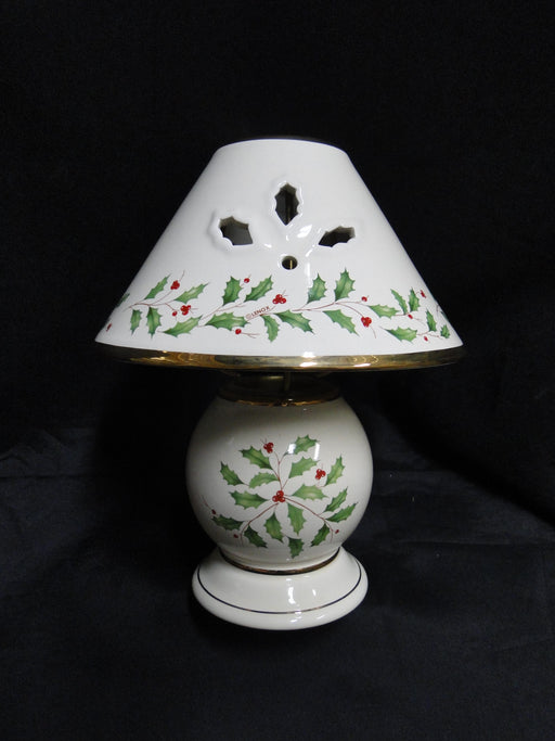 Lenox Holiday, Holly & Berries: Tealight Lamp & Shade, 8" Tall, Box
