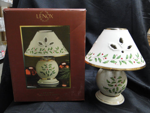 Lenox Holiday, Holly & Berries: Tealight Lamp & Shade, 8" Tall, Box