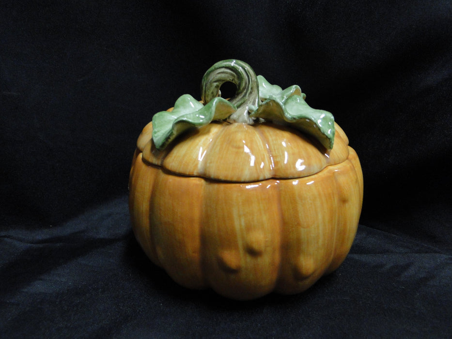 Fitz & Floyd Vegetable Garden: Pumpkin Soup Bowl & Lid, Leaf Saucer, Orig Box