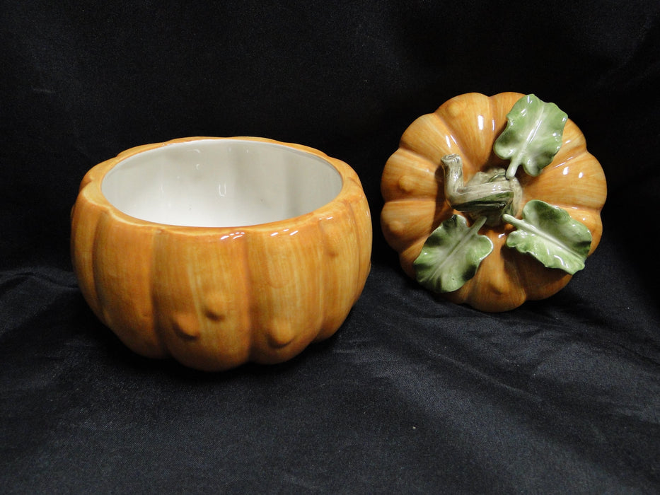 Fitz & Floyd Vegetable Garden: Pumpkin Soup Bowl & Lid, Leaf Saucer, Orig Box