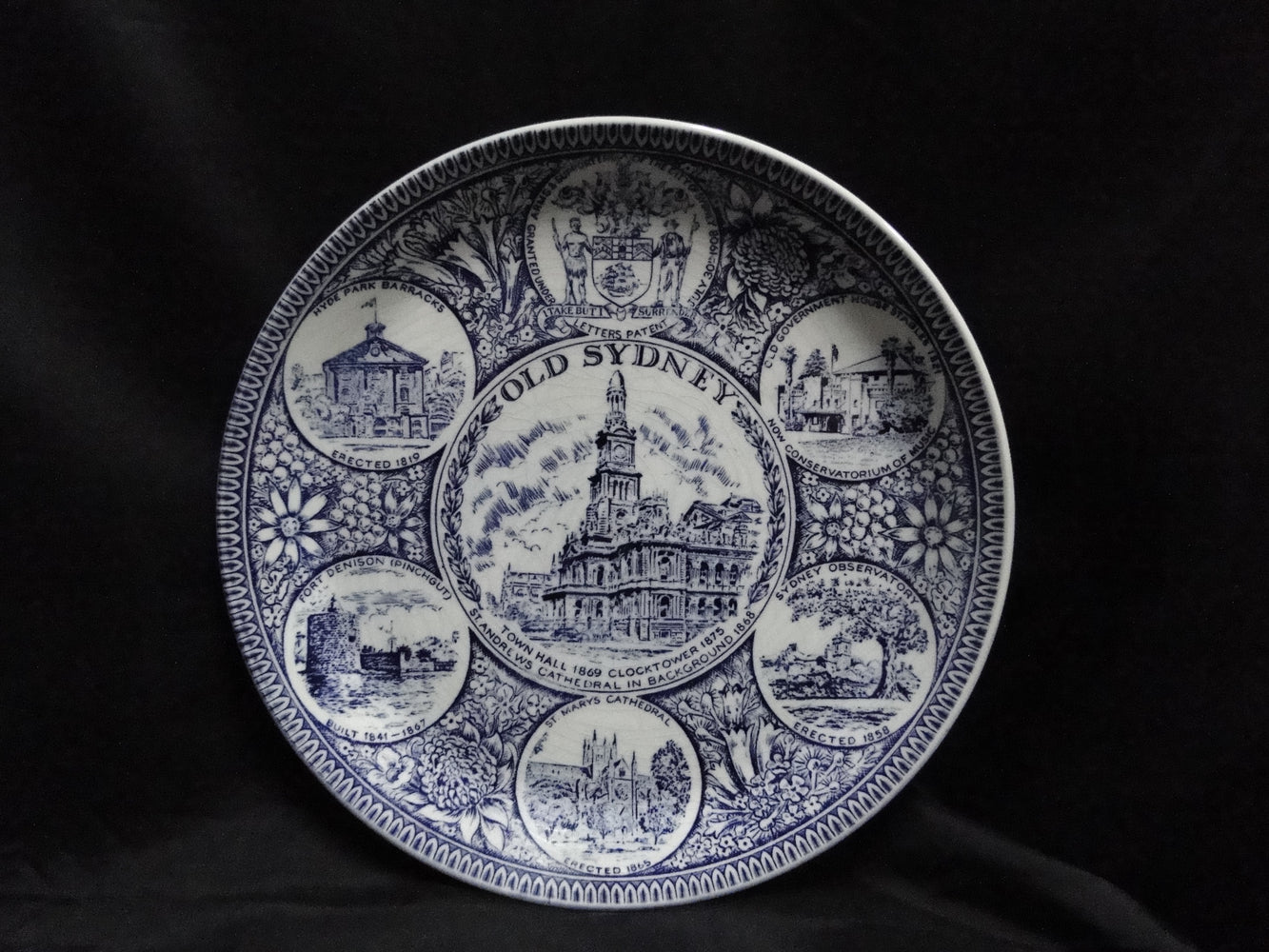 Johnson Brothers Old Sydney, Australia, Blue Scenes: Dinner Plate, 9 7/8", As Is