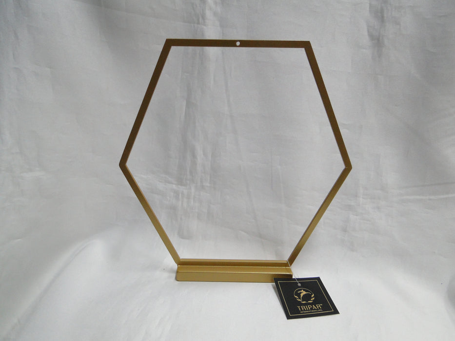 Tripar Octagonal Gold Metal Ornament Tall Stand, 9 1/2" Tall
