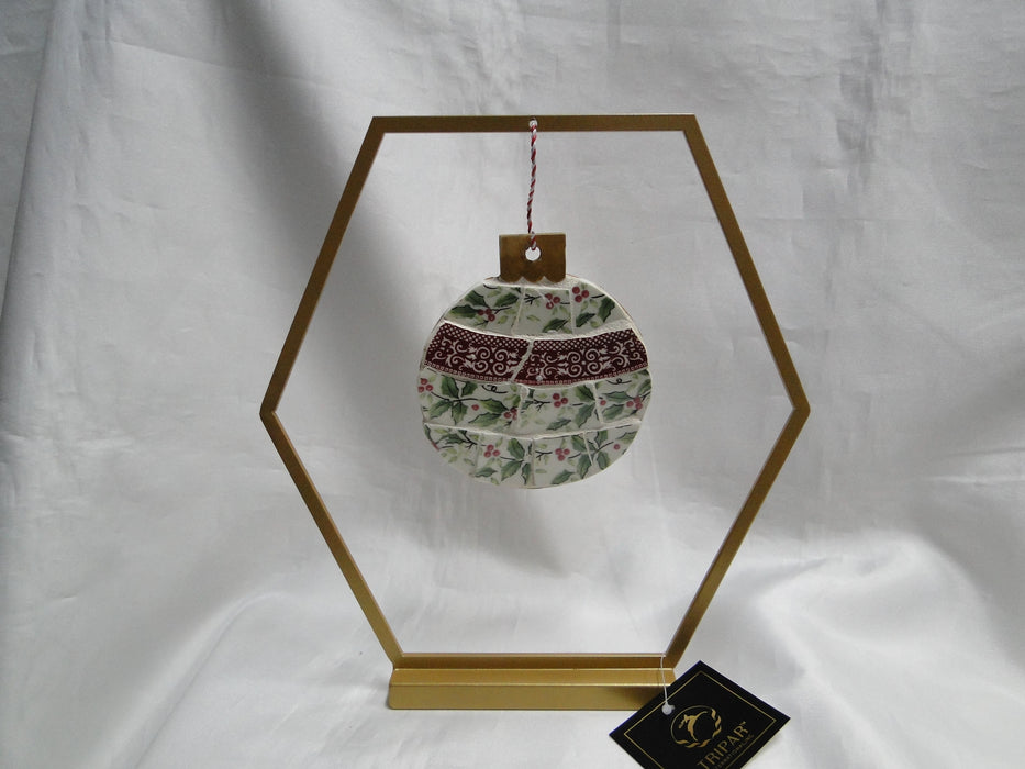 Tripar Octagonal Gold Metal Ornament Tall Stand, 9 1/2" Tall