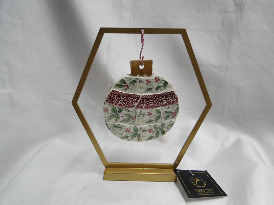 Tripar Octagonal Gold Metal Ornament Short Stand, 7 1/2" Tall