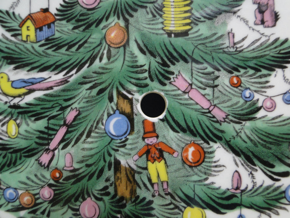 Spode Christmas Tree, Green Trim, England: 2-Tier Serving Tray, Green Trim Loss