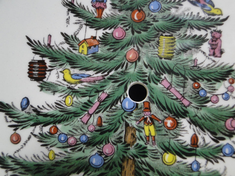 Spode Christmas Tree, Green Trim, England: 2-Tier Serving Tray, Green Trim Loss