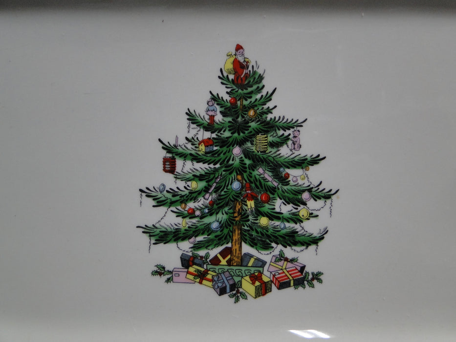 Spode Christmas Tree, Tartan Edge, Green Trim: Rectangular Tray, 12", Box